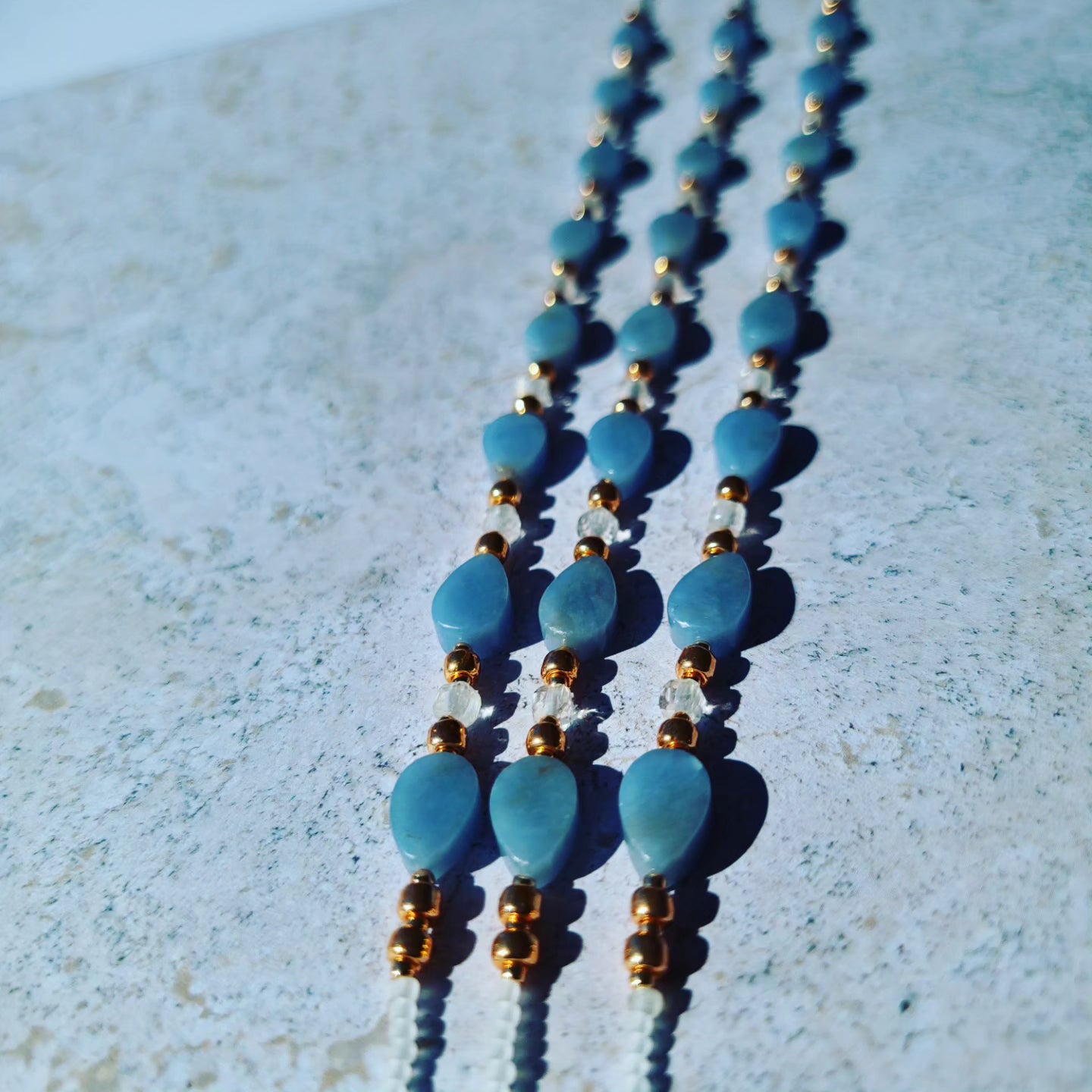 Angelite & Clear Quartz Tie-on ₩aistbeads