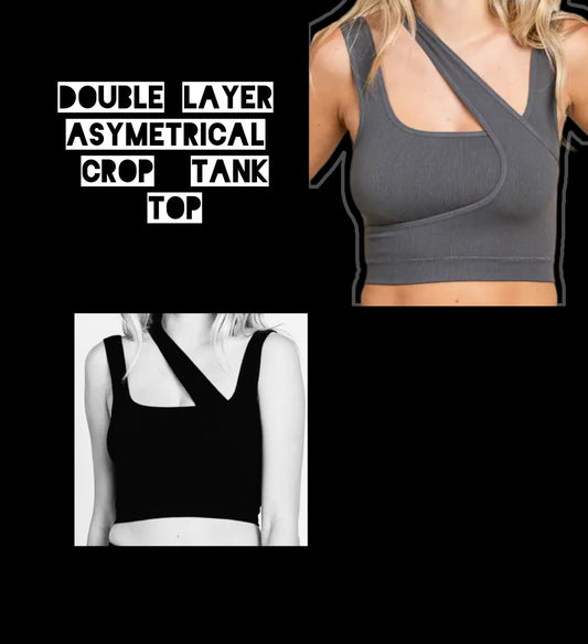 Double Layer Asymetrical Crop Tank Top