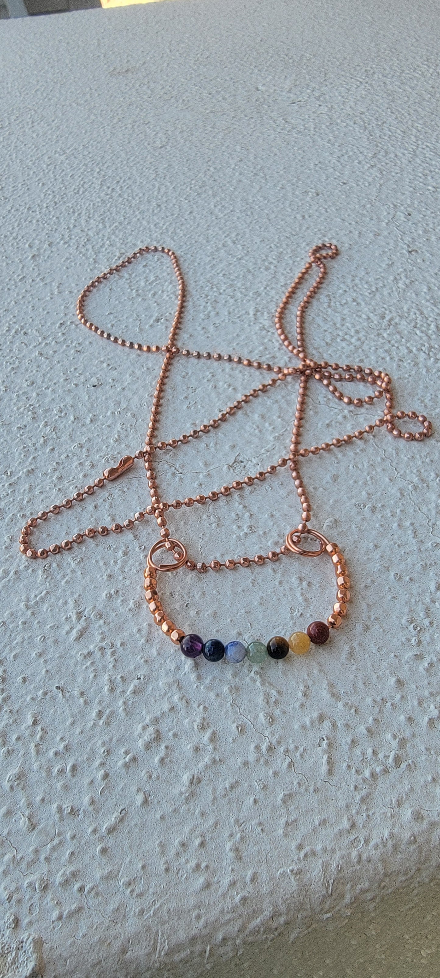 Removable Copper BellyChain with 7 Chakra Pendant