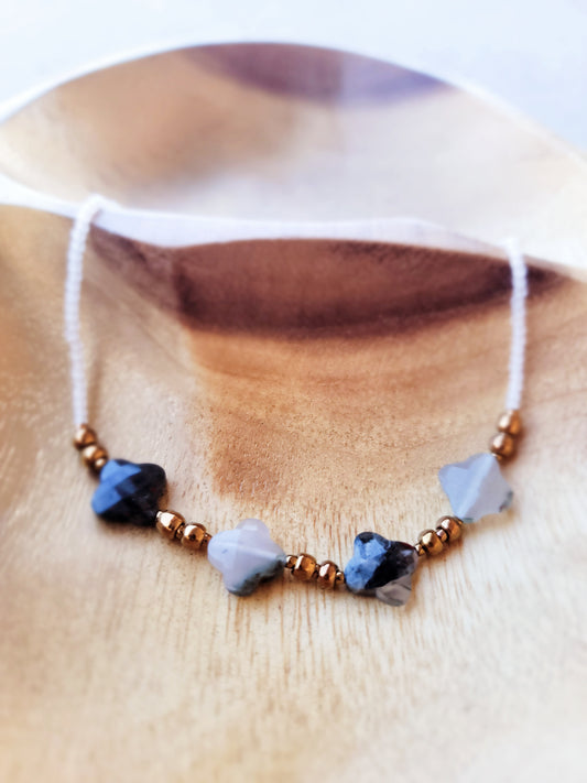 Clover African Bloodstone Tie-on Anklebeads